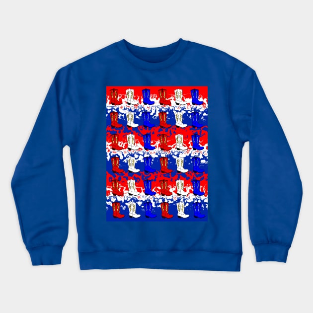 FOURTH Of July American Cowboy Red White And Blue Crewneck Sweatshirt by SartorisArt1